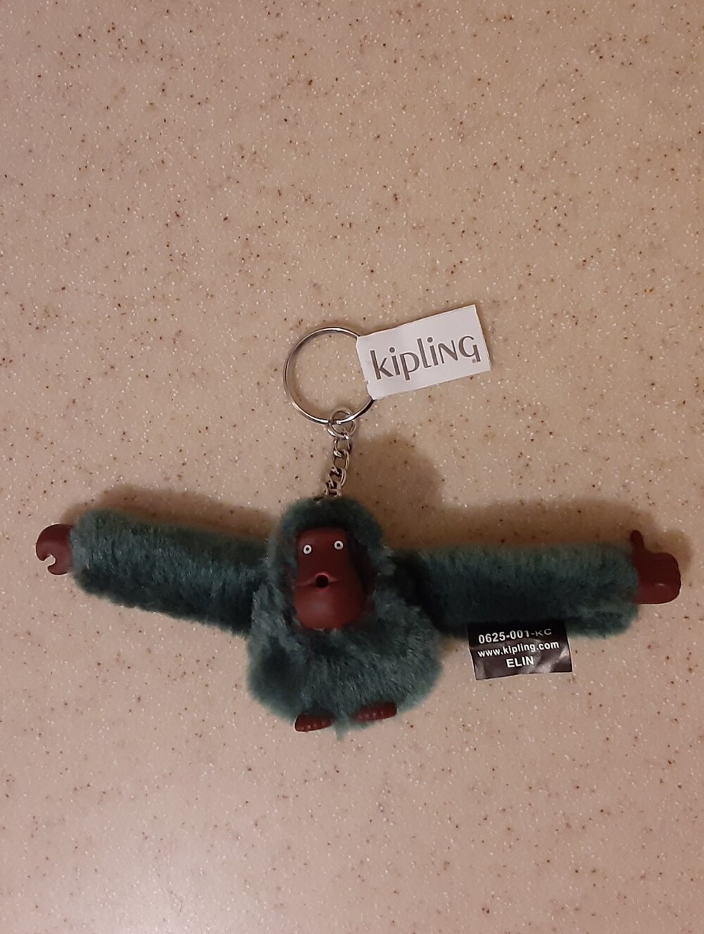 Kipling Dark Green Plush Monkey Keychain - ELIN